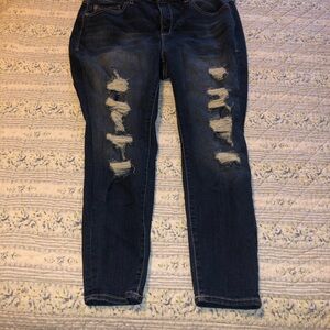 Torrid Dark Blue Distressed Skinny Jeans
